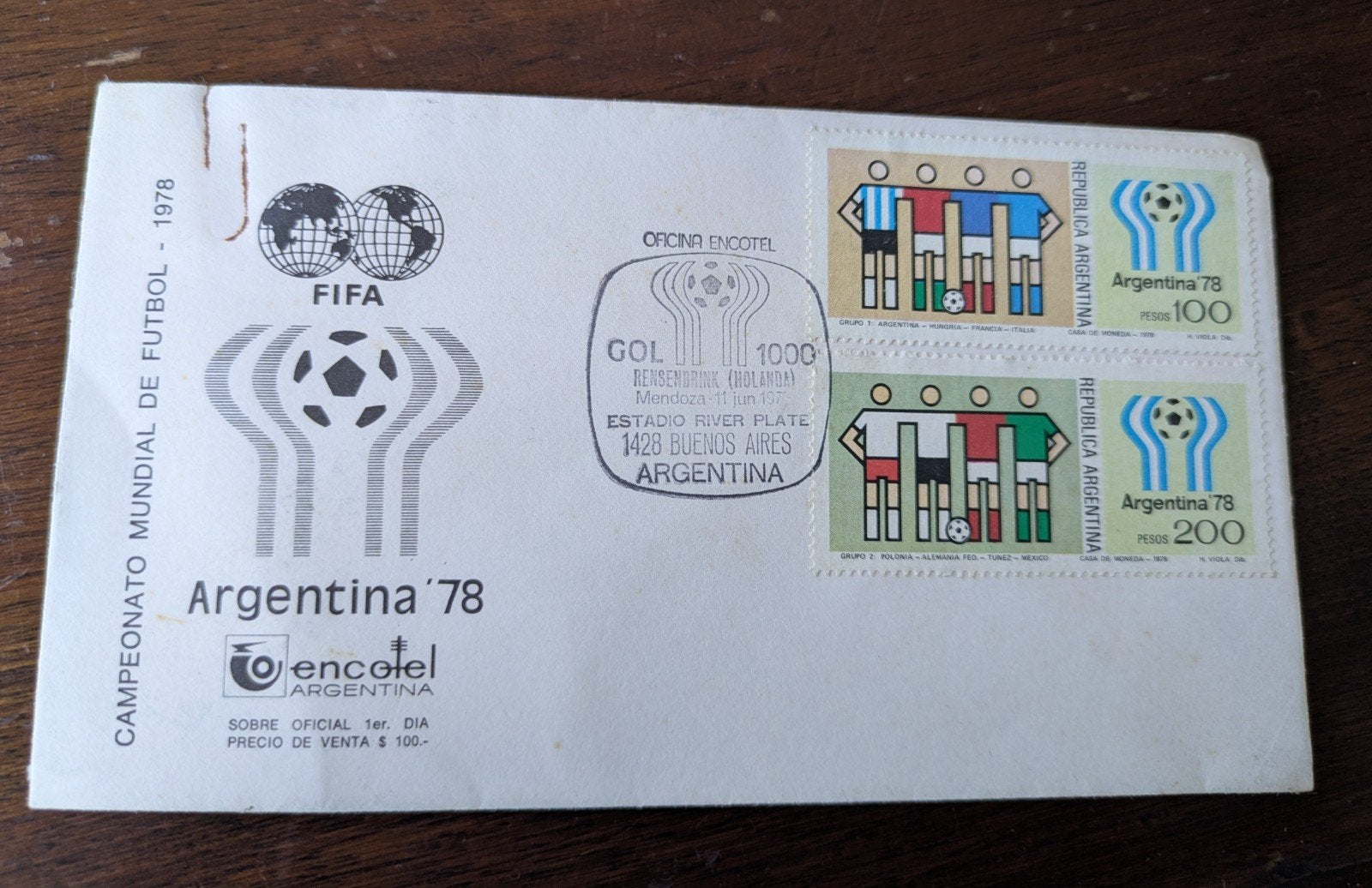 Eerste Dag Envelop WK Voetbal Argentinië '78, Ophalen of Verzenden, Overige binnenlandse clubs
