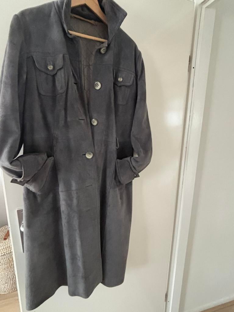 Vintage suede jas - maat XL, Ophalen of Verzenden, Gedragen, Maat 42/44 (L), Grijs