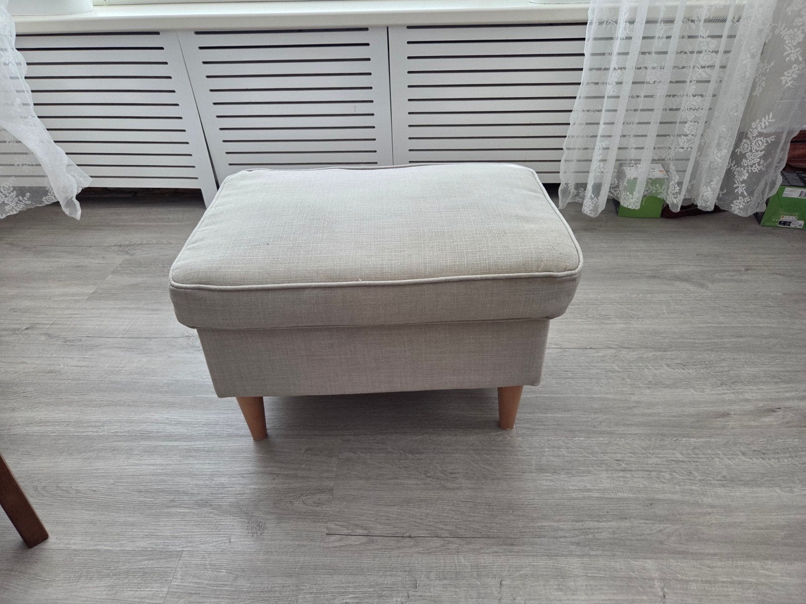 IKEA Strandmon Voetenbank - Lichtgrijs (Nieuwe hoes nodig), Ophalen, Gebruikt, Rechthoekig, Stof