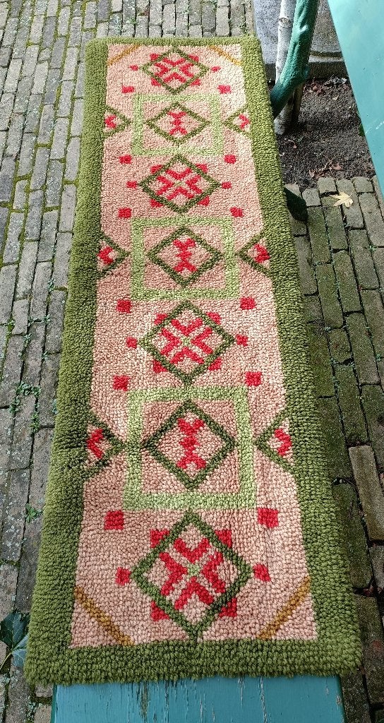 Origineel vintage smyrna loper tafelkleed kerst 120 x 38, Minder dan 50 cm, Gebruikt, 100 tot 150 cm, Groen
