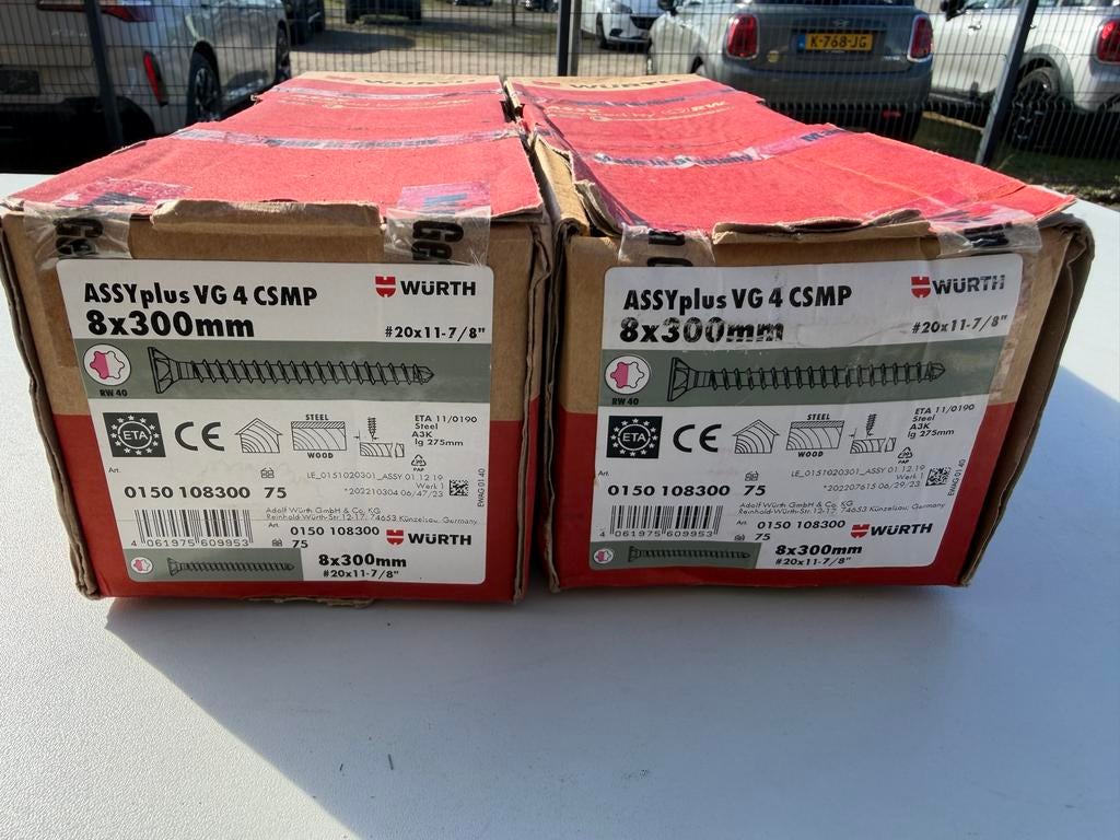 Wurth ASSYplus VG 4 CSMP houtschroeven 8x300mm (75 stuks), Doe-het-zelf en Verbouw, IJzerwaren en Bevestigingsmiddelen, Nieuw
