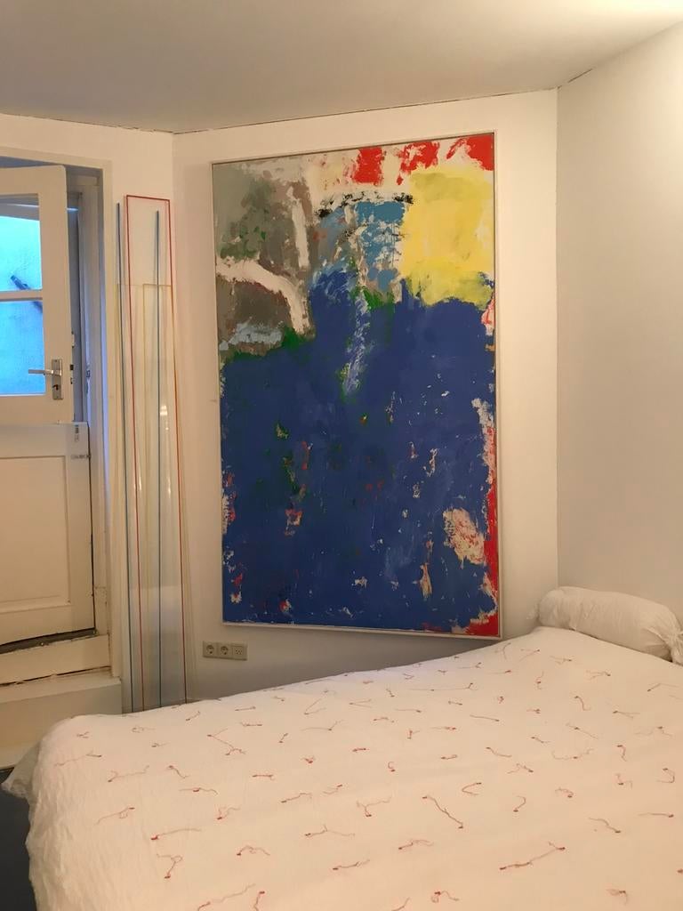 Jef Diederen, groot monumentaal helder blauw schilderij, Antiek en Kunst, Ophalen