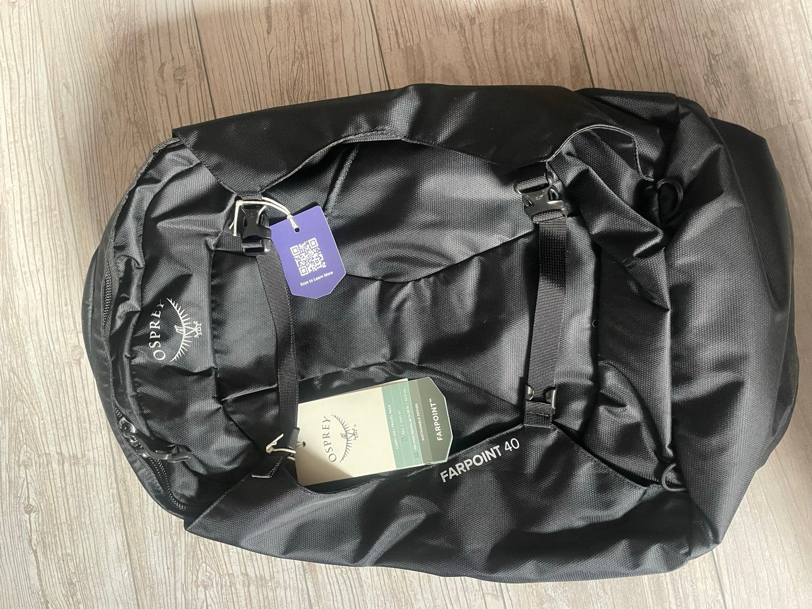 TE HUUR: Osprey Farpoint 40 Reisrugzak, 25 tot 40 cm, Nieuw, Ophalen of Verzenden, Trekking