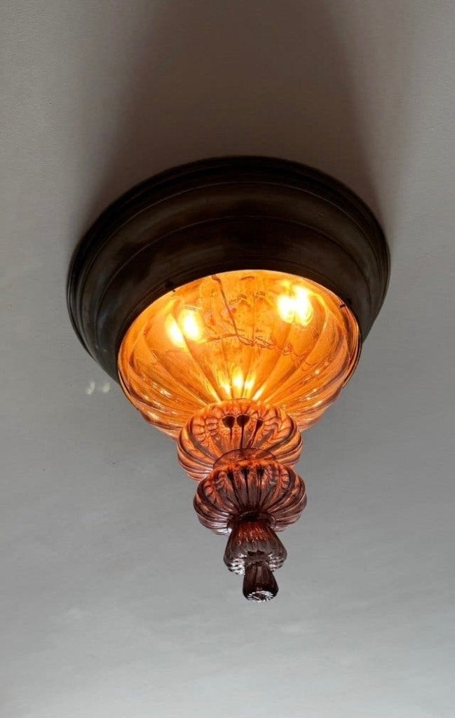 Antique Venetian Porcelain Flush Mount Ceiling Lamp (1900s), Ophalen of Verzenden