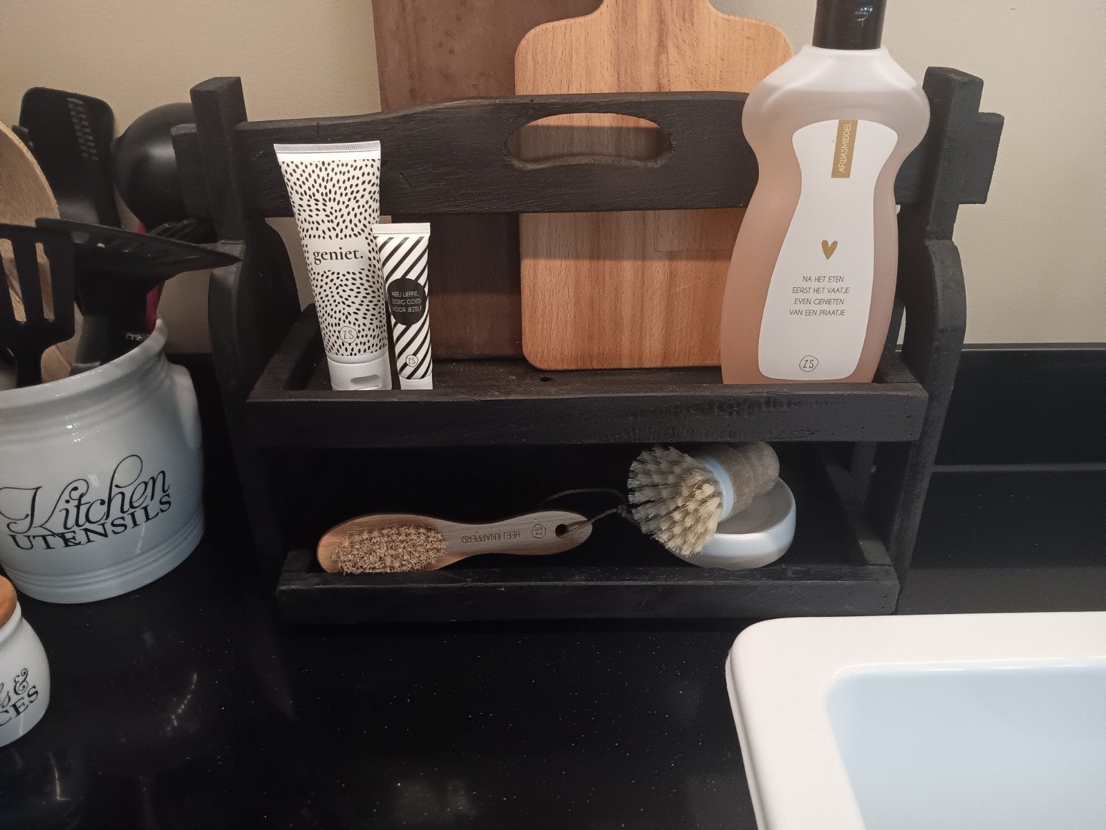 Sober, stoer, landelijk keukenrek - decoratief rekje, Huis en Inrichting, Ophalen of Verzenden, Zo goed als nieuw, Hout, Bruin
