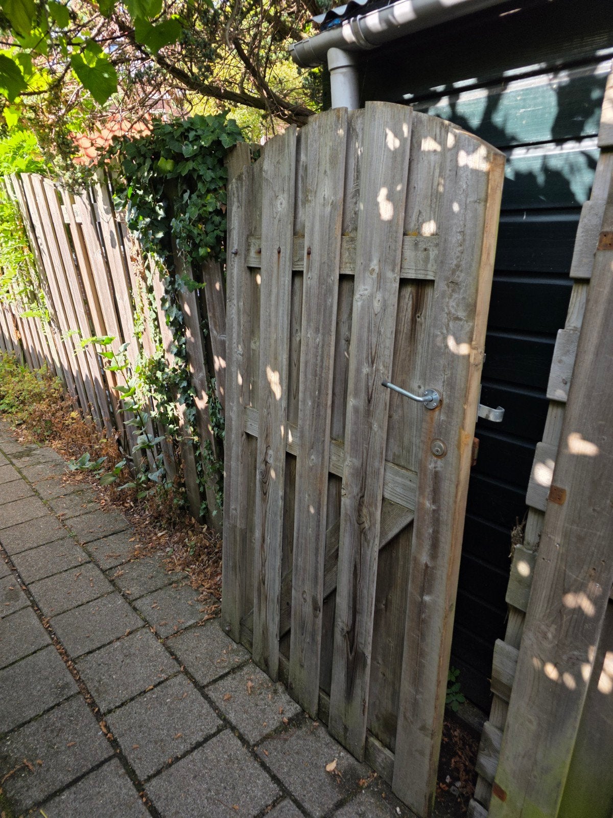 Hillhouten poortdeur - Gebruikt, Tuin en Terras, Tuinpoorten, Ophalen, Gebruikt, Draaipoort, 150 tot 200 cm
