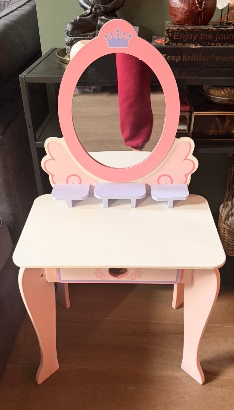 Prinsessen Kaptafel voor Kinderen - Roze met Spiegel, Ophalen of Verzenden, Gebruikt, Tafel
