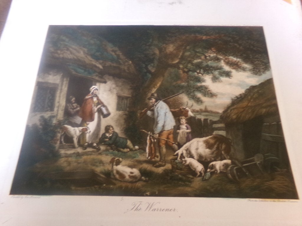 Ets - Antique " The Warrener " - H. Morland - 1842, Antiek en Kunst, Kunst | Etsen en Gravures, Ophalen of Verzenden, Landschap