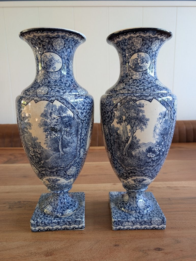 Paar antieke vazen Villeroy & Boch Flamand - Groot: 37cm, Ophalen