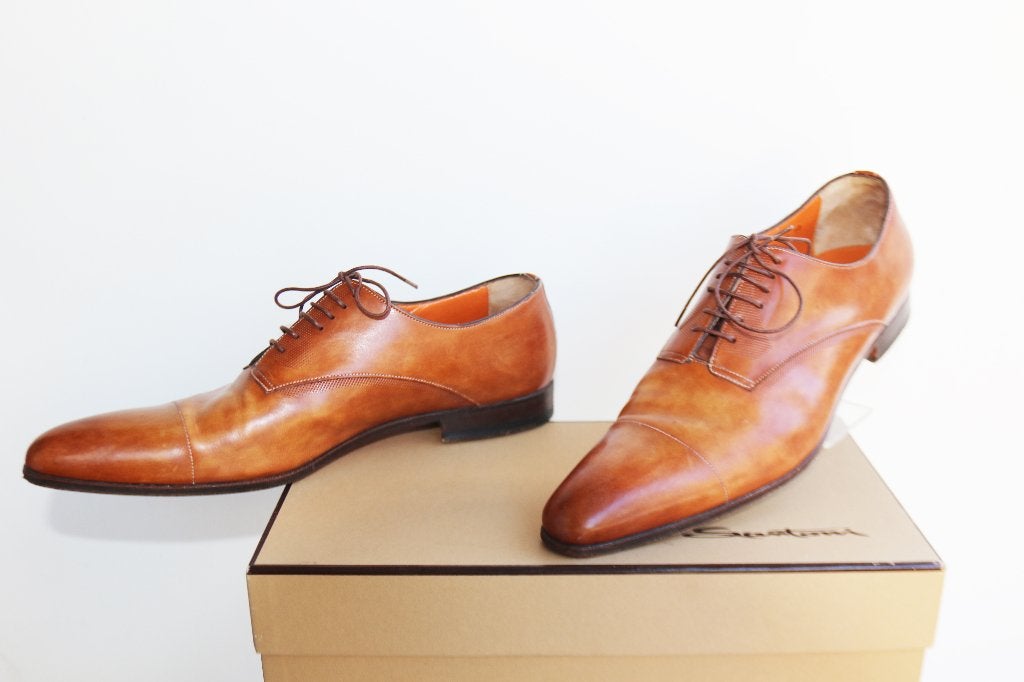 Fraaie Santoni lace-up met doos in maat 10 F = maat 44, Kleding | Heren, Schoenen, Bruin, Ophalen of Verzenden, Zo goed als nieuw
