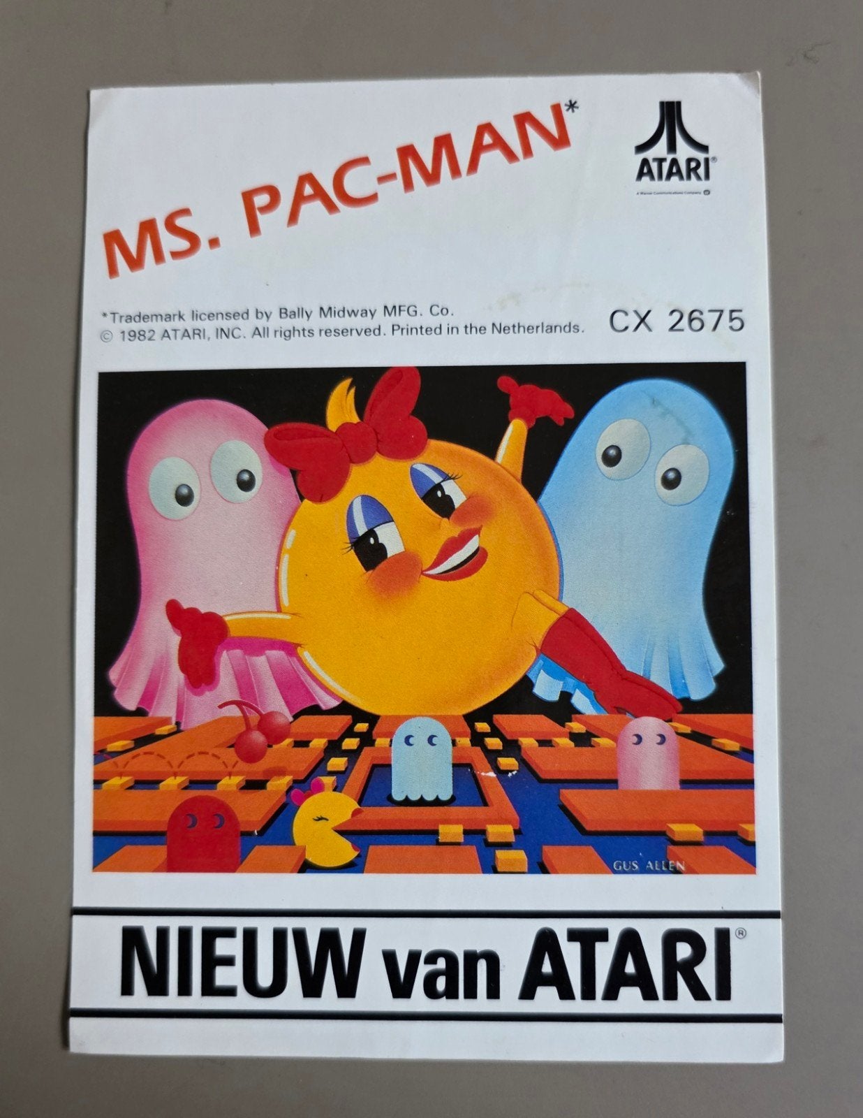 118) ORIGINELE STICKER MS. PAC-MAN ATARI, Verzenden, Gebruikt, Overige typen