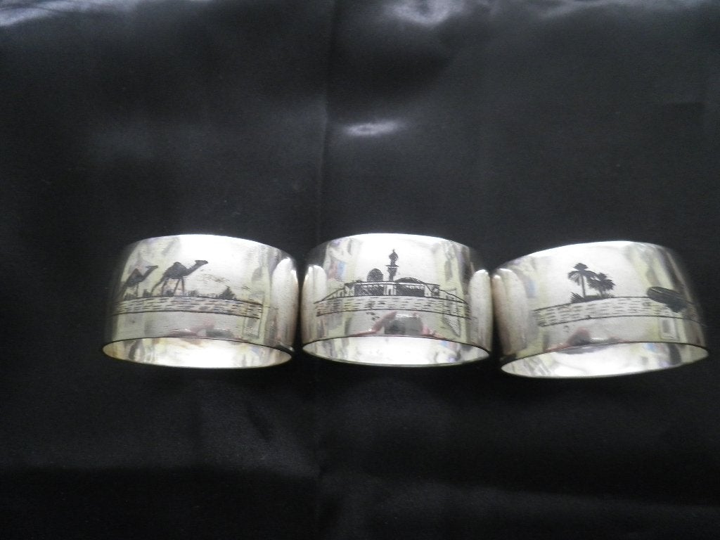 Niello zilver servetringen, Ophalen of Verzenden, Zilver