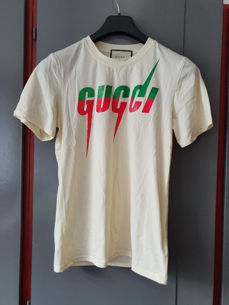 Gucci Blade Logo T-shirt – Maat S – Made in Italy, Ophalen of Verzenden, Zo goed als nieuw, Wit