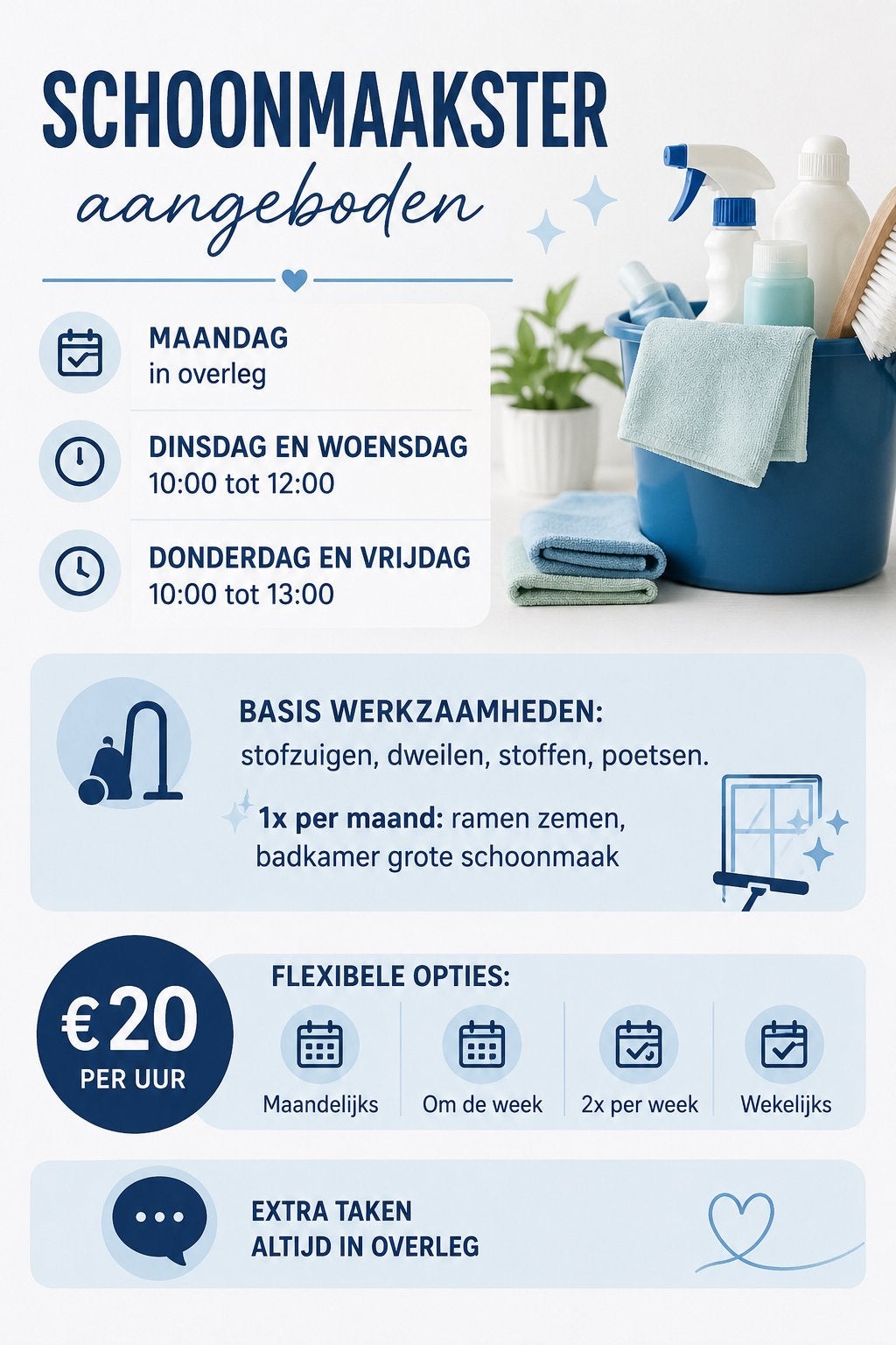 Schoonmaakster aangeboden, Vacatures, Vacatures | Schoonmaak en Facilitaire diensten, Overige vormen, Vanaf 3 jaar, MBO, Geschikt als bijbaan