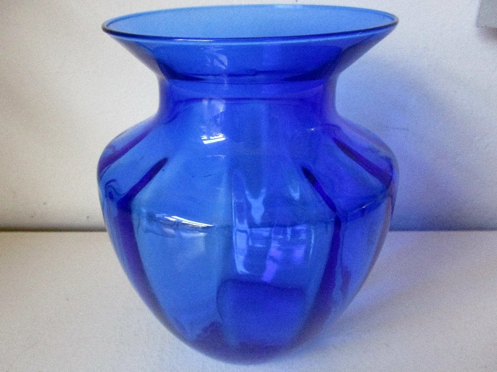 Kobalt blauw vintage vase glas blauwe glazen vaas, Antiek en Kunst, Antiek | Glas en Kristal, Ophalen of Verzenden