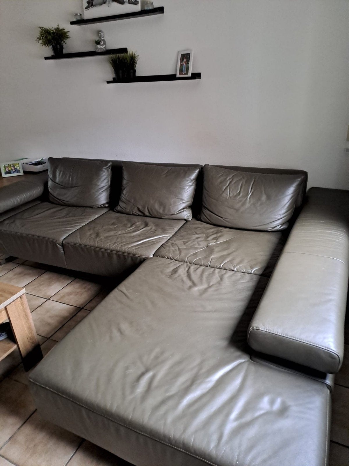 Leren hoekbank, comfortabel en ruim, Ophalen, Gebruikt, 150 tot 200 cm, Leer