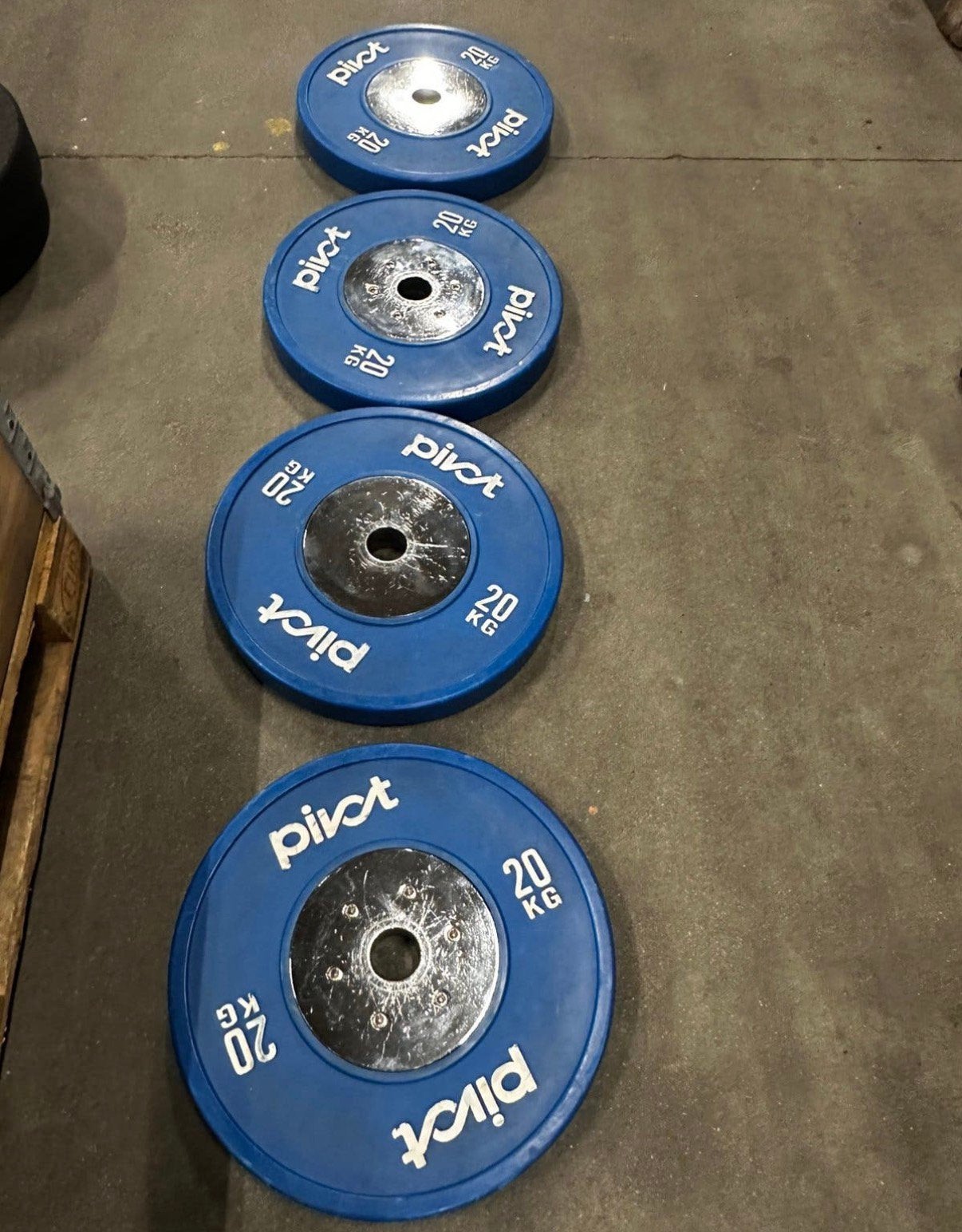 4x 20kg Competition Bumper Plates, Ophalen, Zo goed als nieuw, Halterschijven