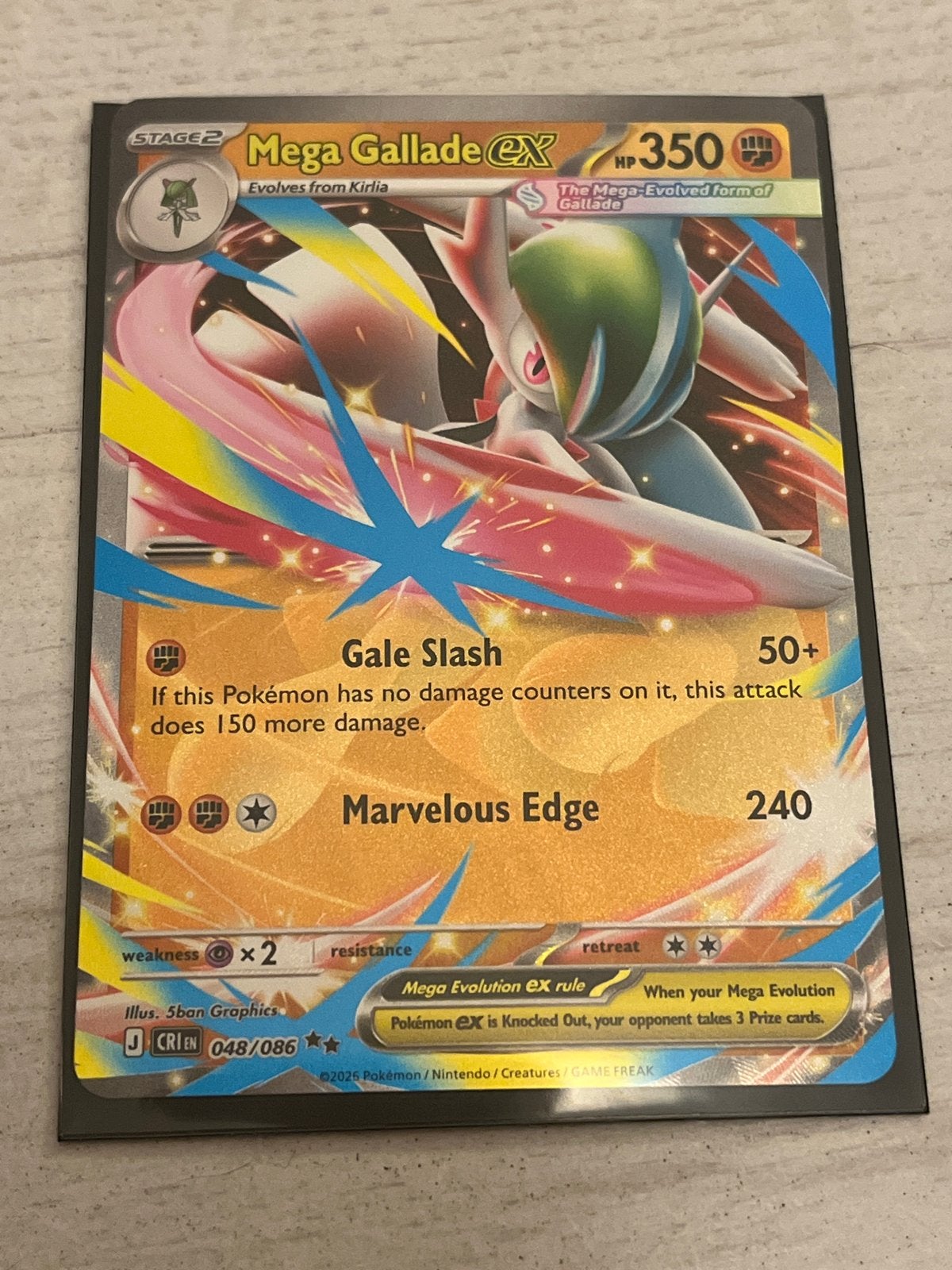 Mega Gallade EX Pokémon Kaart - HP 350 - 048/086, Ophalen, Zo goed als nieuw, Losse kaart, Foil