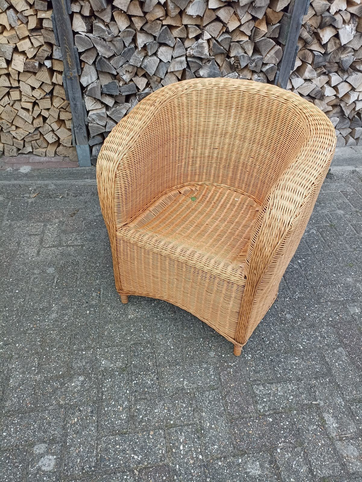 rieten stoel, Ophalen, Gebruikt, Bruin, Riet of Rotan