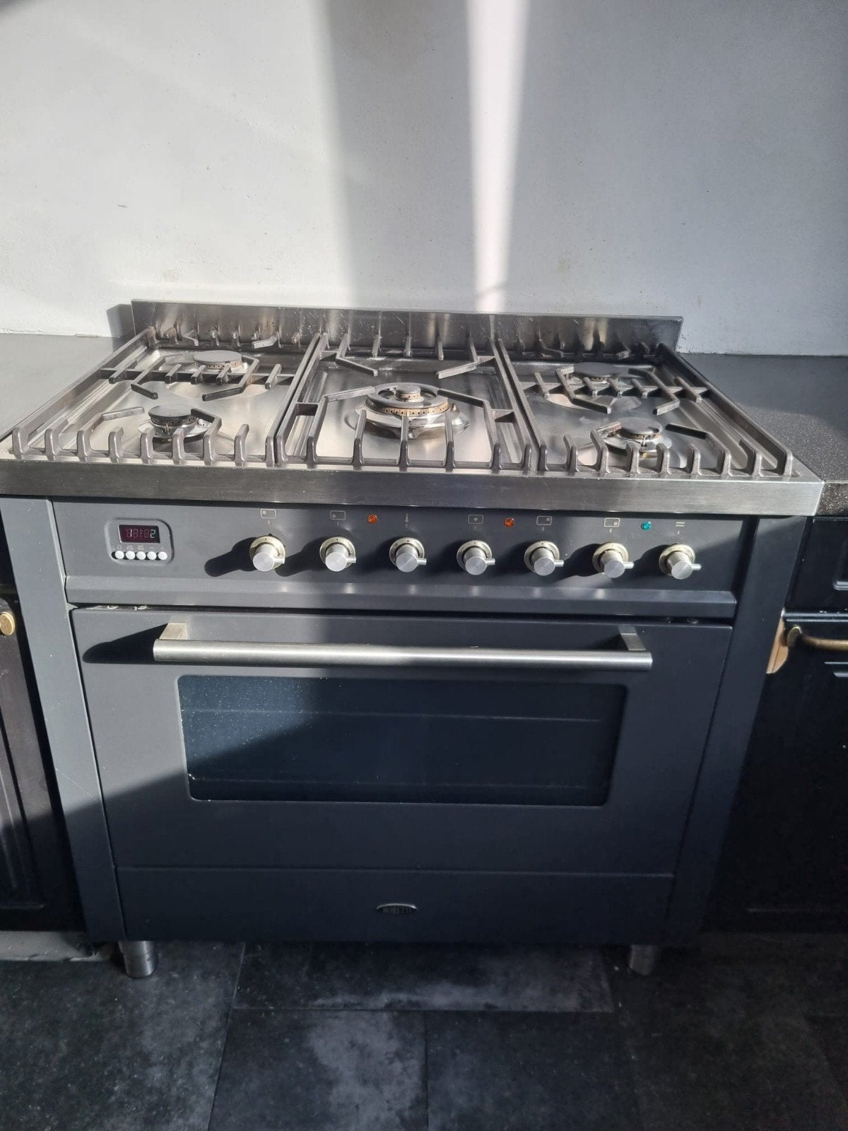 Vrijstaand gasfornuis met oven - 5 kookzones 90 cm, Witgoed en Apparatuur, Ophalen, Gebruikt, 60 cm of meer, Grill