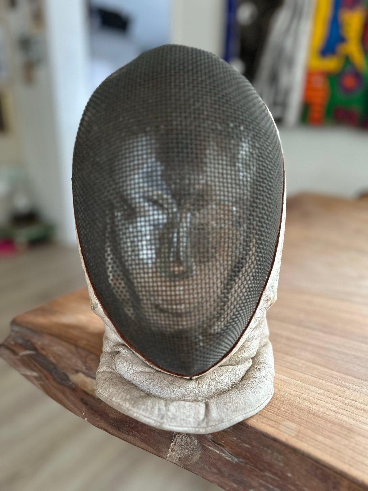 Voor de liefhebber, prachtig Vintage lederen schermmasker, Sport en Fitness, Gebruikt, Maat XL, Vechtsportbescherming, Ophalen of Verzenden