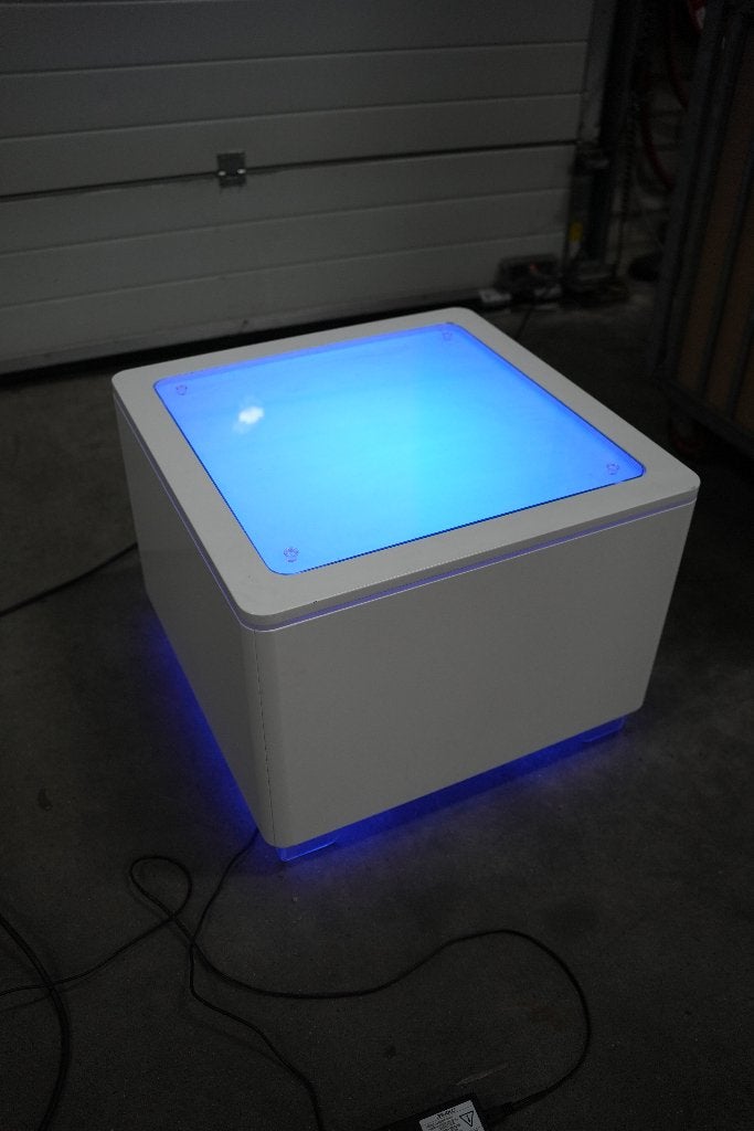 LED salontafel 60x60 RGB glasblad - loungetafel - 2 stuks, Ophalen, Gebruikt, 50 tot 100 cm, Vierkant