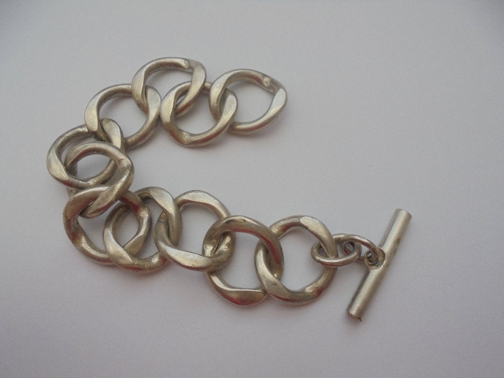 Vintage armband schakel, Ophalen of Verzenden, Zo goed als nieuw, Zilver, Overige materialen