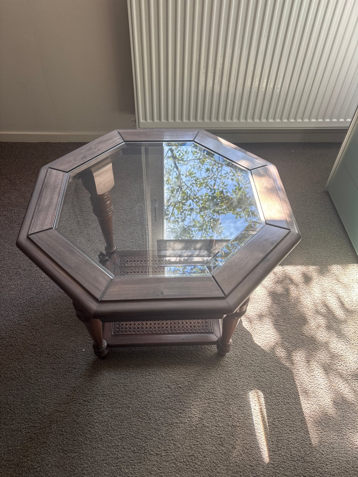 salontafel met glasplaat, Huis en Inrichting, Tafels | Salontafels, Ophalen, Gebruikt, 100 tot 150 cm, 50 tot 100 cm