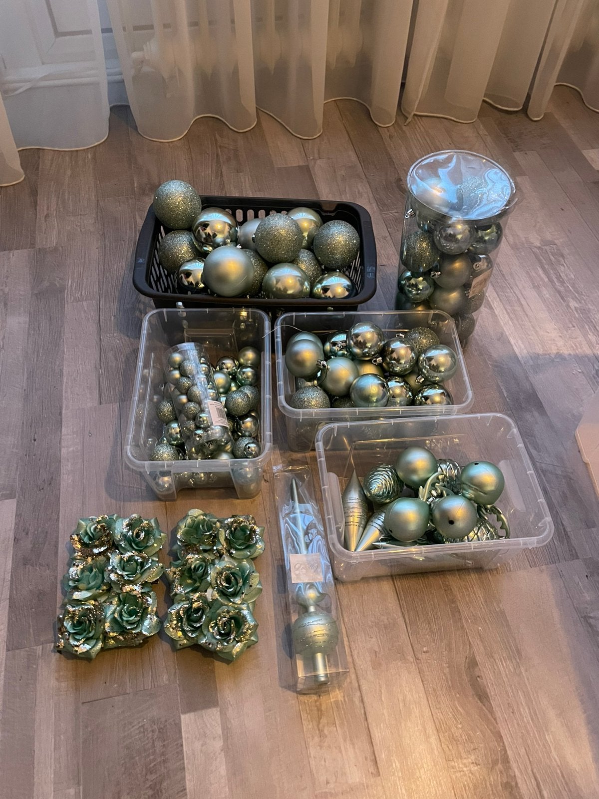 Complete set kersboom decoratie mintgroen, Diversen, Ophalen, Zo goed als nieuw