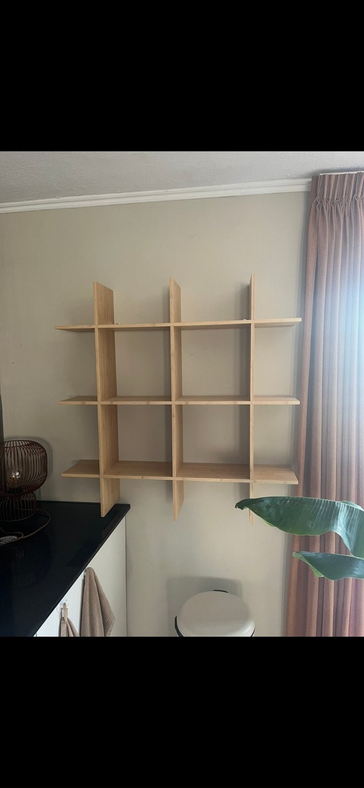 Wandkast / vakkenkast hout, Huis en Inrichting, Kasten | Wandmeubels, Ophalen, Zo goed als nieuw, Minder dan 150 cm, Minder dan 100 cm