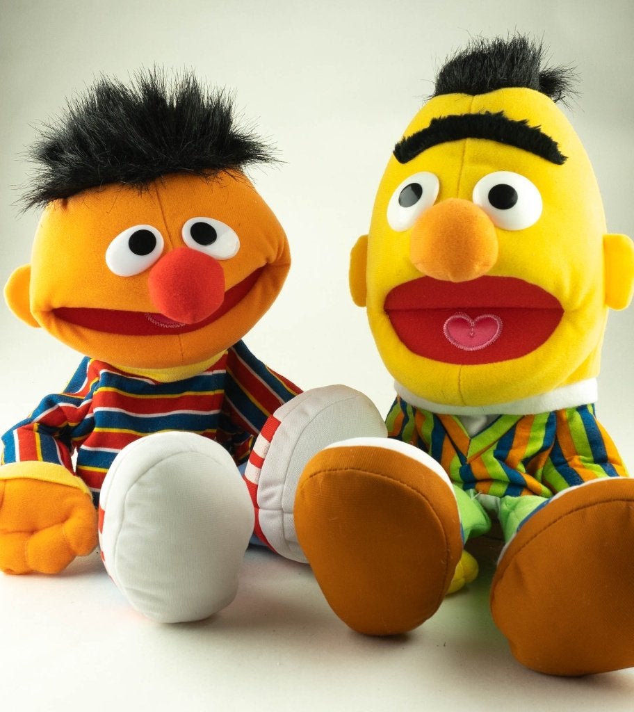 Bert en Ernie Sesamstraat poppenkast poppen ,handpoppen, Ophalen of Verzenden, Zo goed als nieuw, Nvt, Nvt