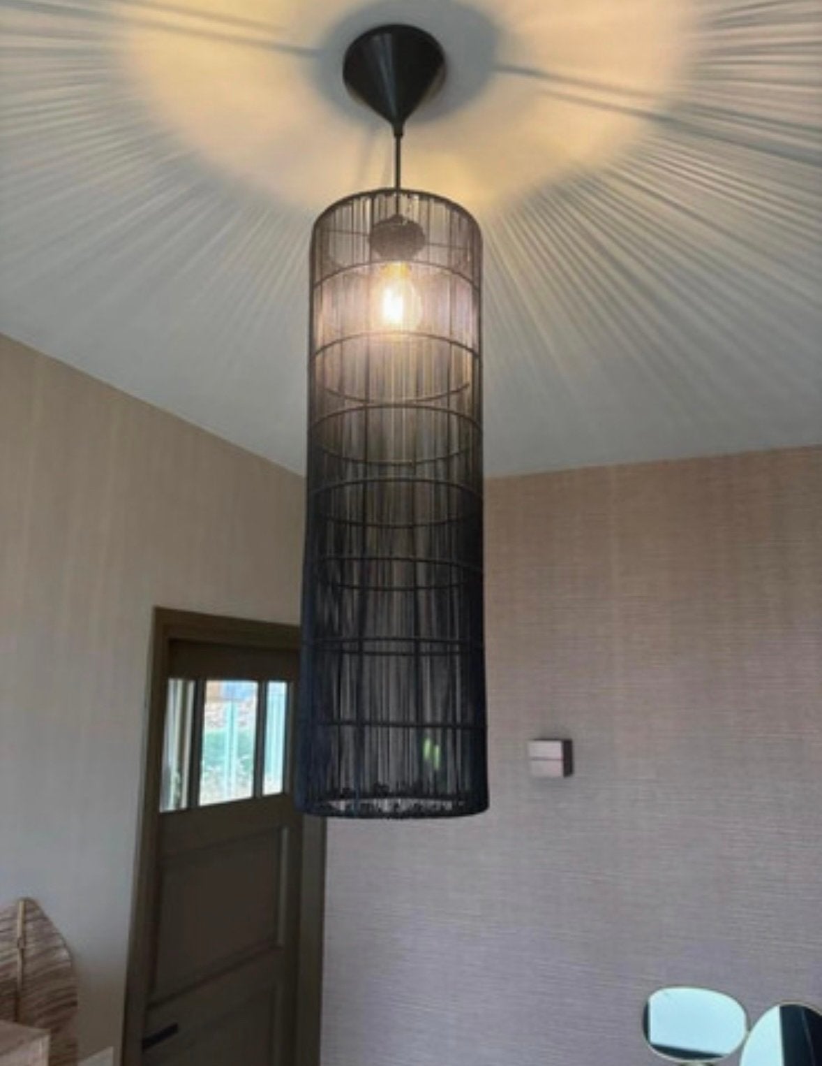 Zwarte metalen hanglamp, Ophalen of Verzenden, Zo goed als nieuw