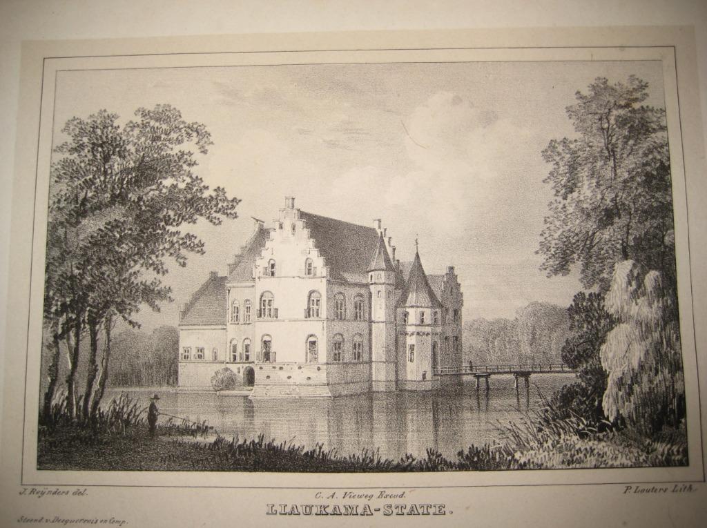 65 Leeuwarden Liaukama State Litho 1846, Antiek en Kunst, Kunst | Litho's en Zeefdrukken, Ophalen of Verzenden