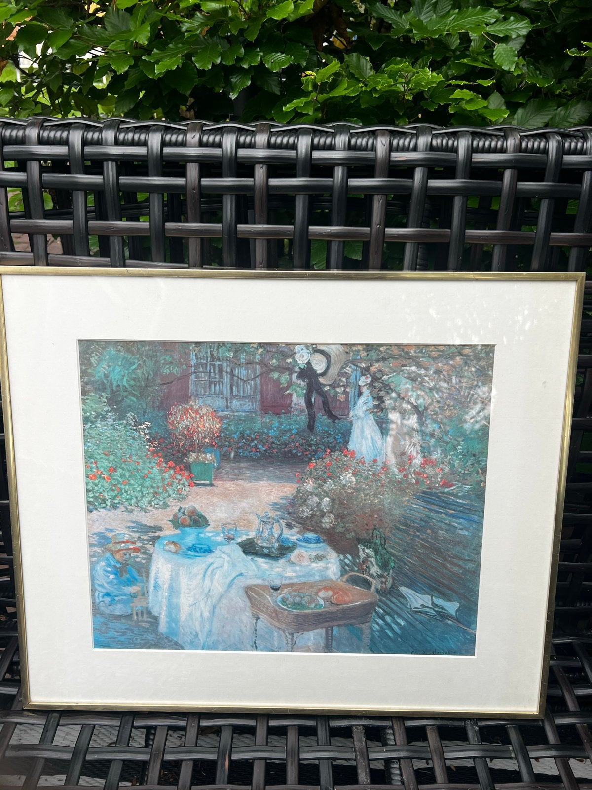 Ingelijste reproductie van Claude Monet's 'Tuin in Sainte-Ad, Antiek en Kunst, Ophalen