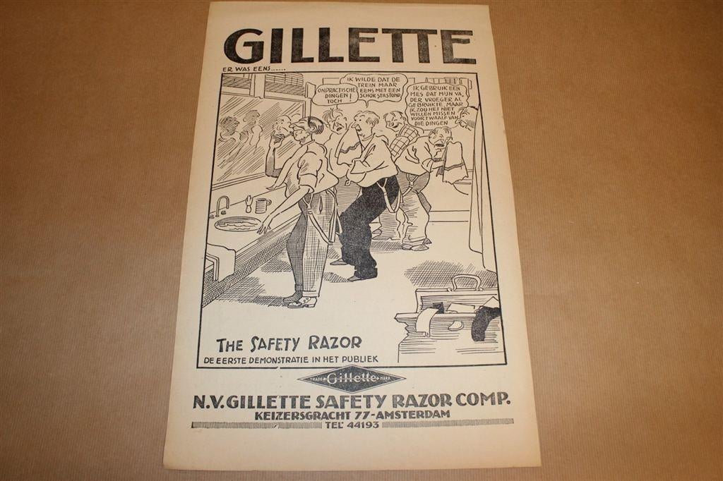 Originele advertentie/affiche - Gillette - 1928 !!, Ophalen of Verzenden, Gebruikt, Overige typen
