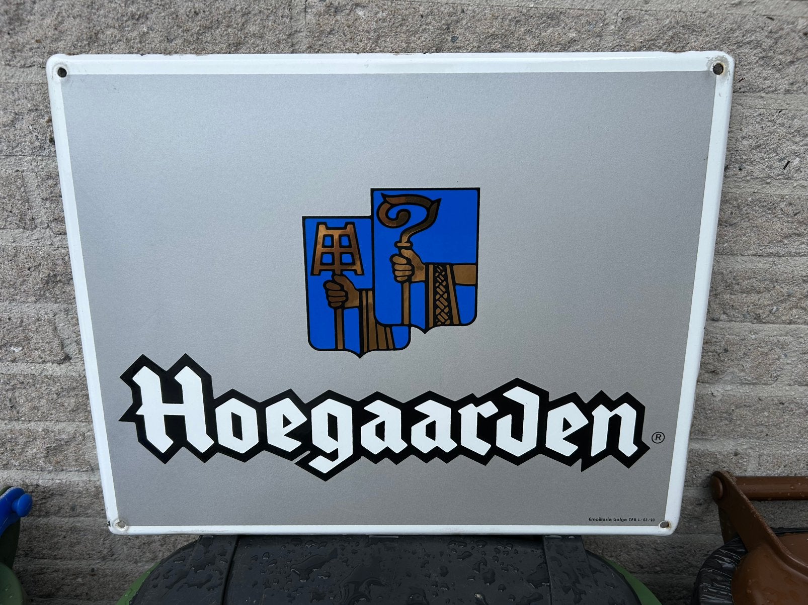 Hoegaarden Emaille reclamebord, Ophalen, Zo goed als nieuw, Reclamebord