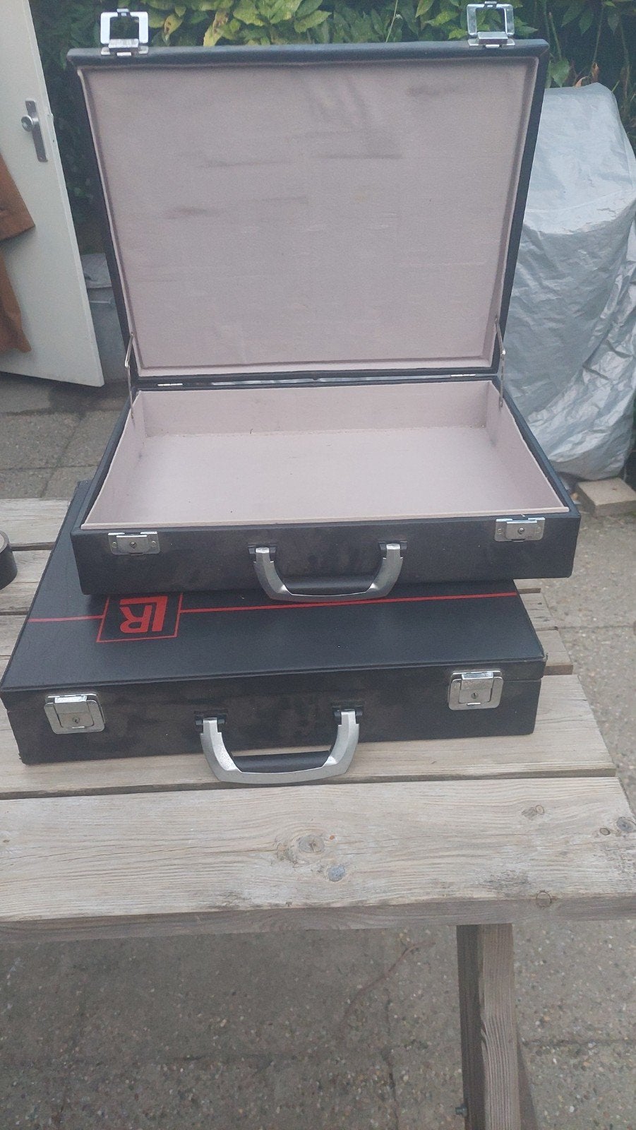 Set van 2 zwarte aktetassen/koffers, Overige materialen, Gebruikt, 50 tot 60 cm, Slot