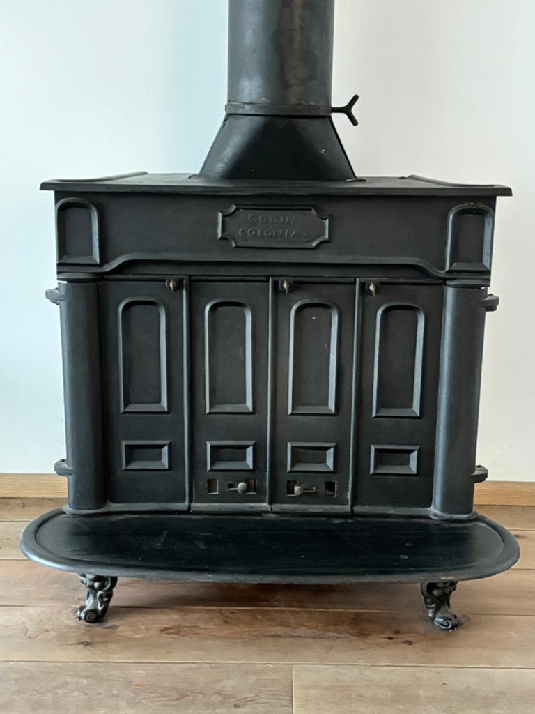 Vintage Godin Colonial gietijzeren houtkachel / allesbrander, Huis en Inrichting, Kachels, Gebruikt, Houtkachel, Hout, Ophalen