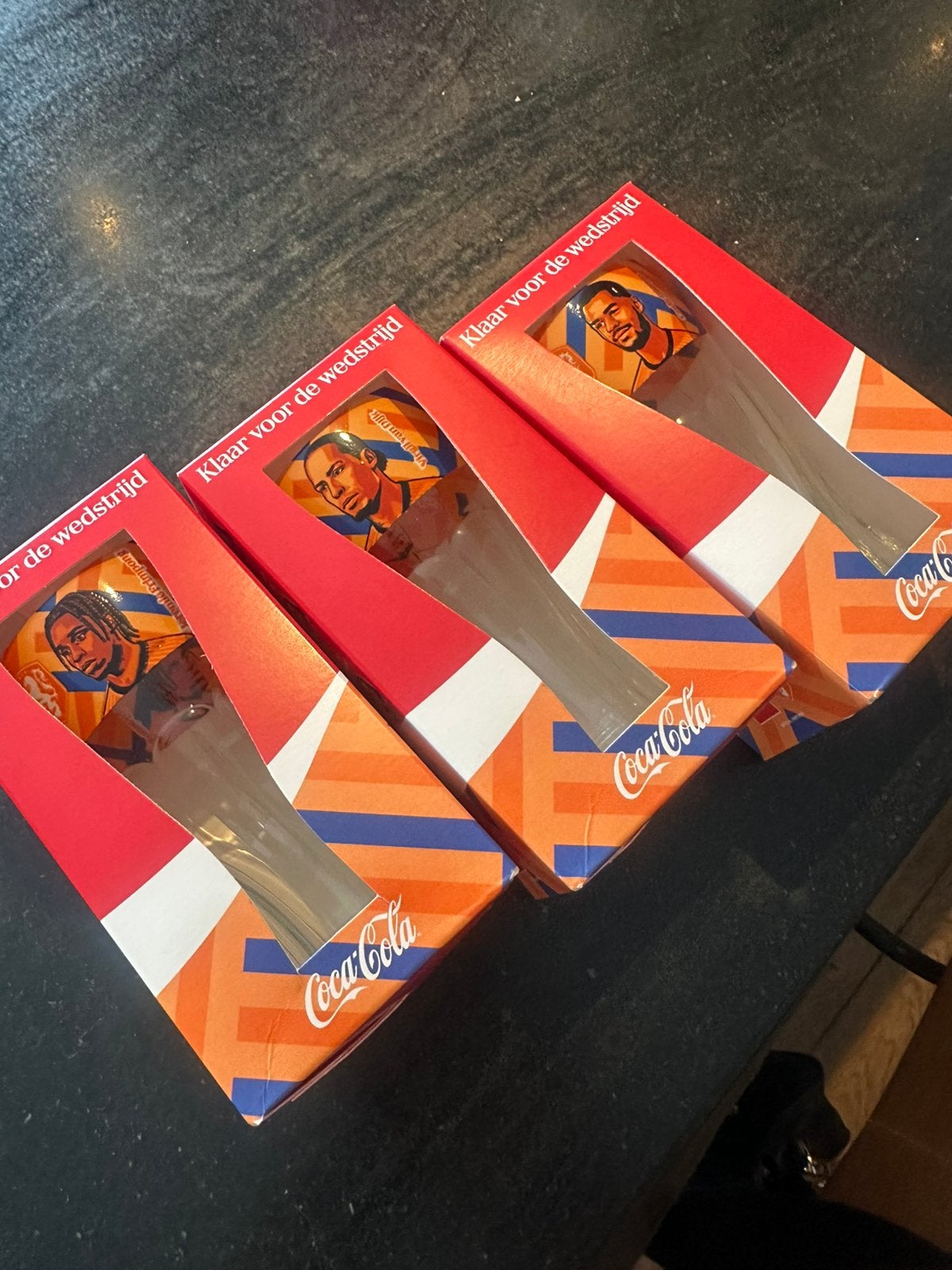 Te koop voetbal glazen 3 x Coca-Cola, Ophalen of Verzenden, Nieuw, Overige typen