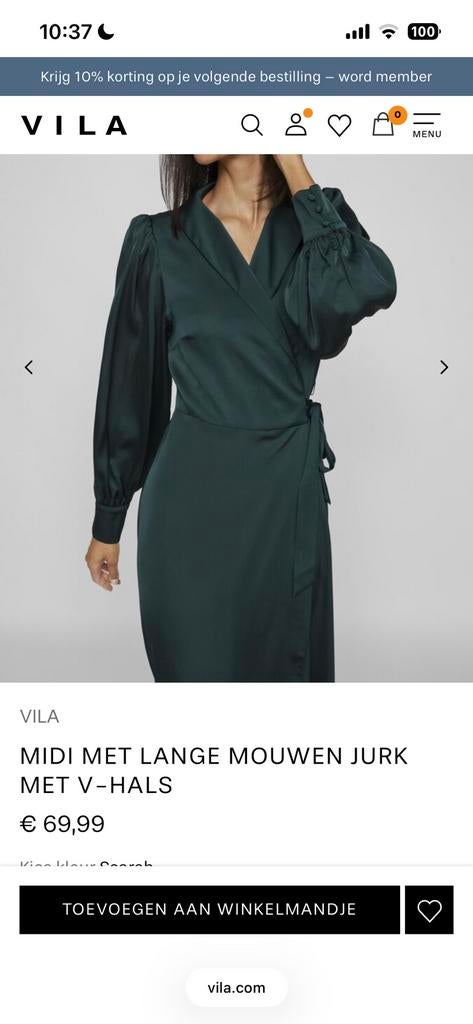 Groene satijnen wikkeljurk lange mouwen, Kleding | Dames, Jurken, Maat 38/40 (M), Nieuw, Ophalen of Verzenden, Onder de knie