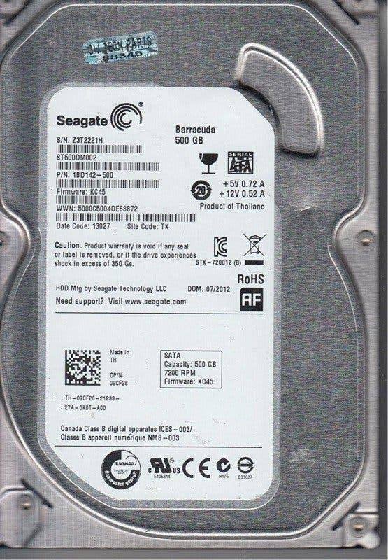 Seagate Barracuda ST500DM002 500GB HDD 3.5" SATA, Intern, Gebruikt, Ophalen of Verzenden, Desktop