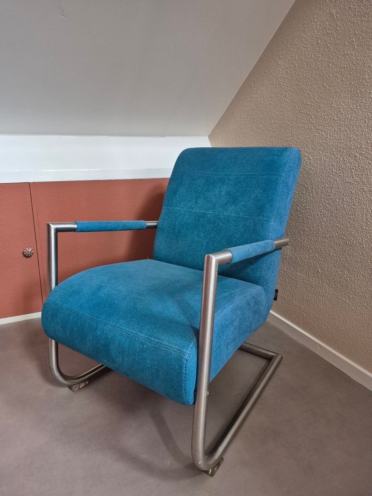 H&H Angelica fauteuil - Comfortabele stoel in blauw, Ophalen, Modern, Comfortabel, Gebruikt, Blauw