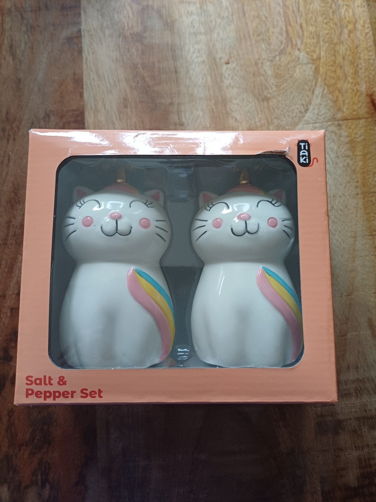 Zout- en peperstel eenhoorn poes kat - Nieuw in doos, Ophalen, Overige typen, Nieuw, Steen/keramiek