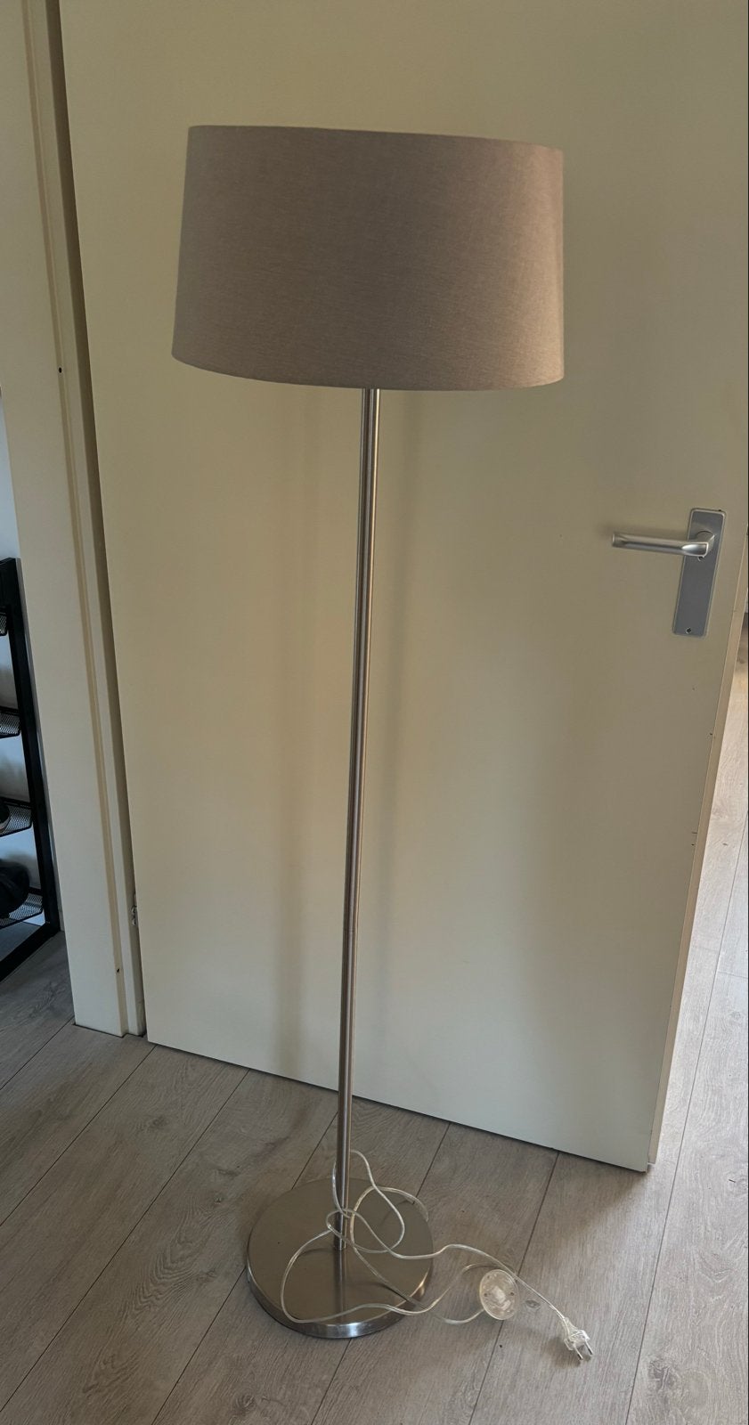 Vloerlamp met stoffen kap - 149 cm hoog, Ophalen, Metaal, E27 (groot), 100 tot 150 cm
