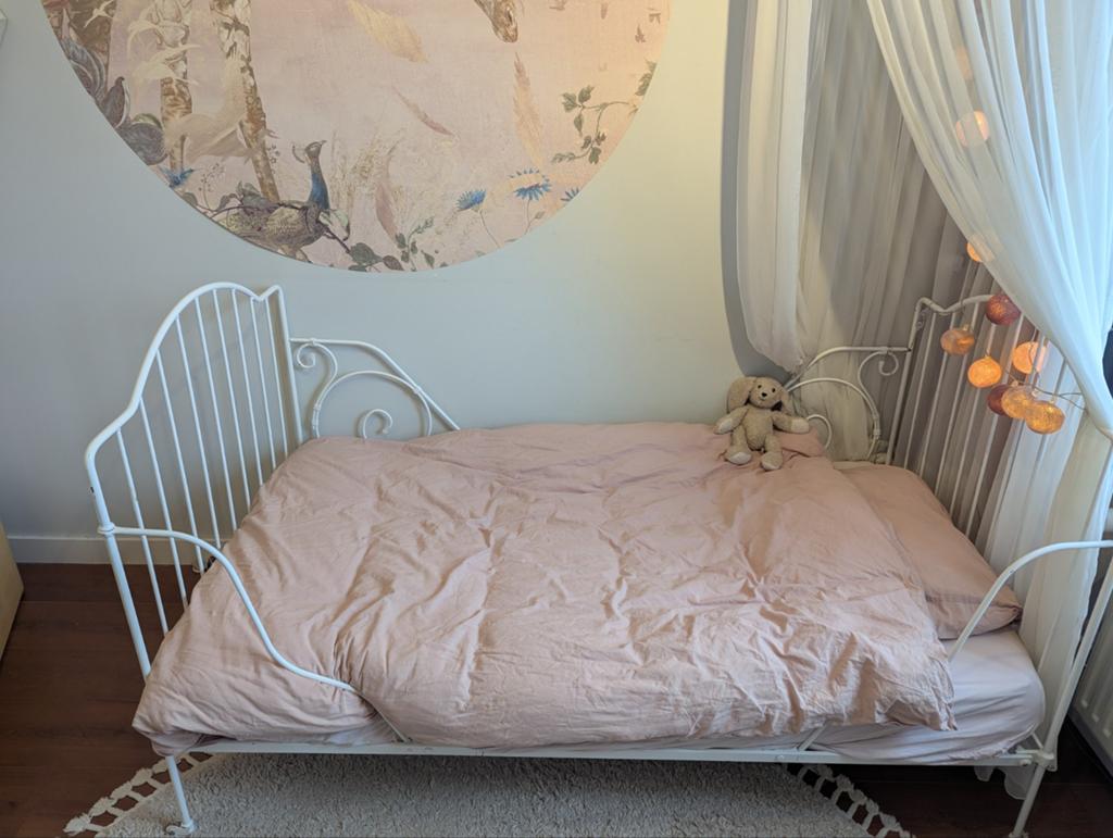 Smeedijzeren kinderbed 90x170 incl Royal Healt Foam matras, Ophalen, 70 tot 85 cm, Zo goed als nieuw, Matras