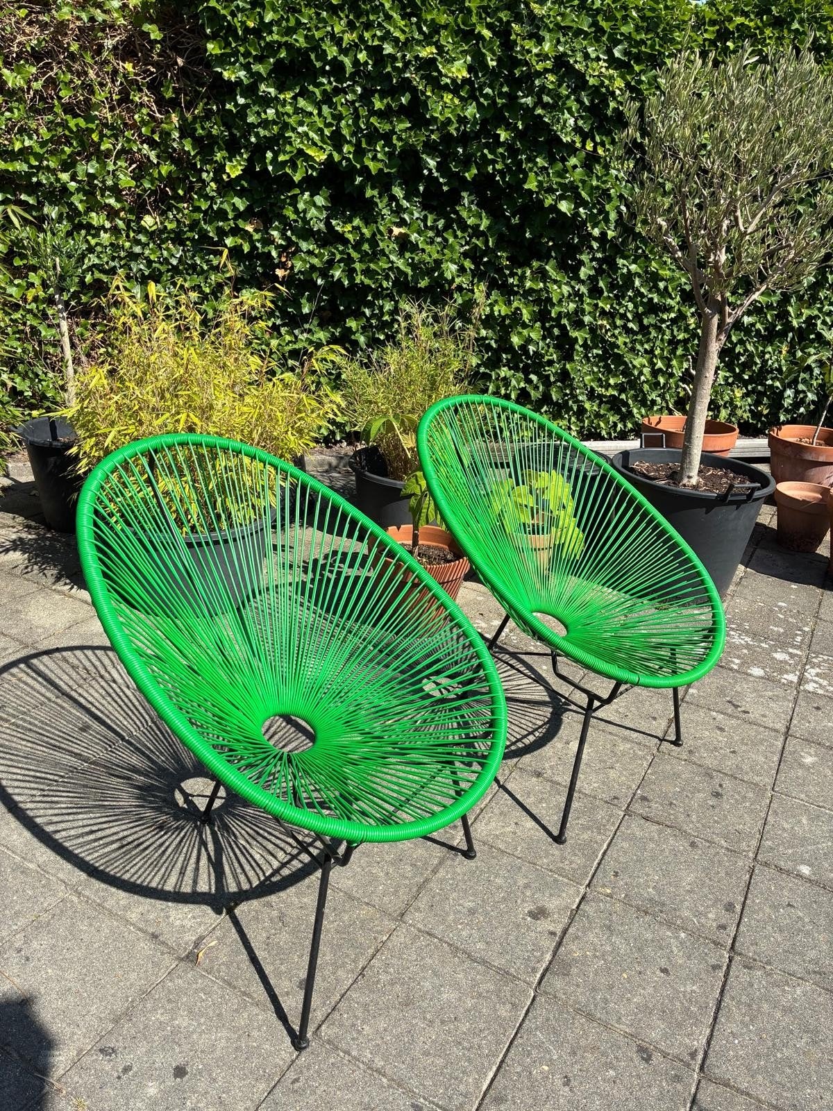 2x Groene Acapulco stoelen - Tuinstoelen, Tuin en Terras, Tuinstoelen, Ophalen, Zo goed als nieuw, Kunststof