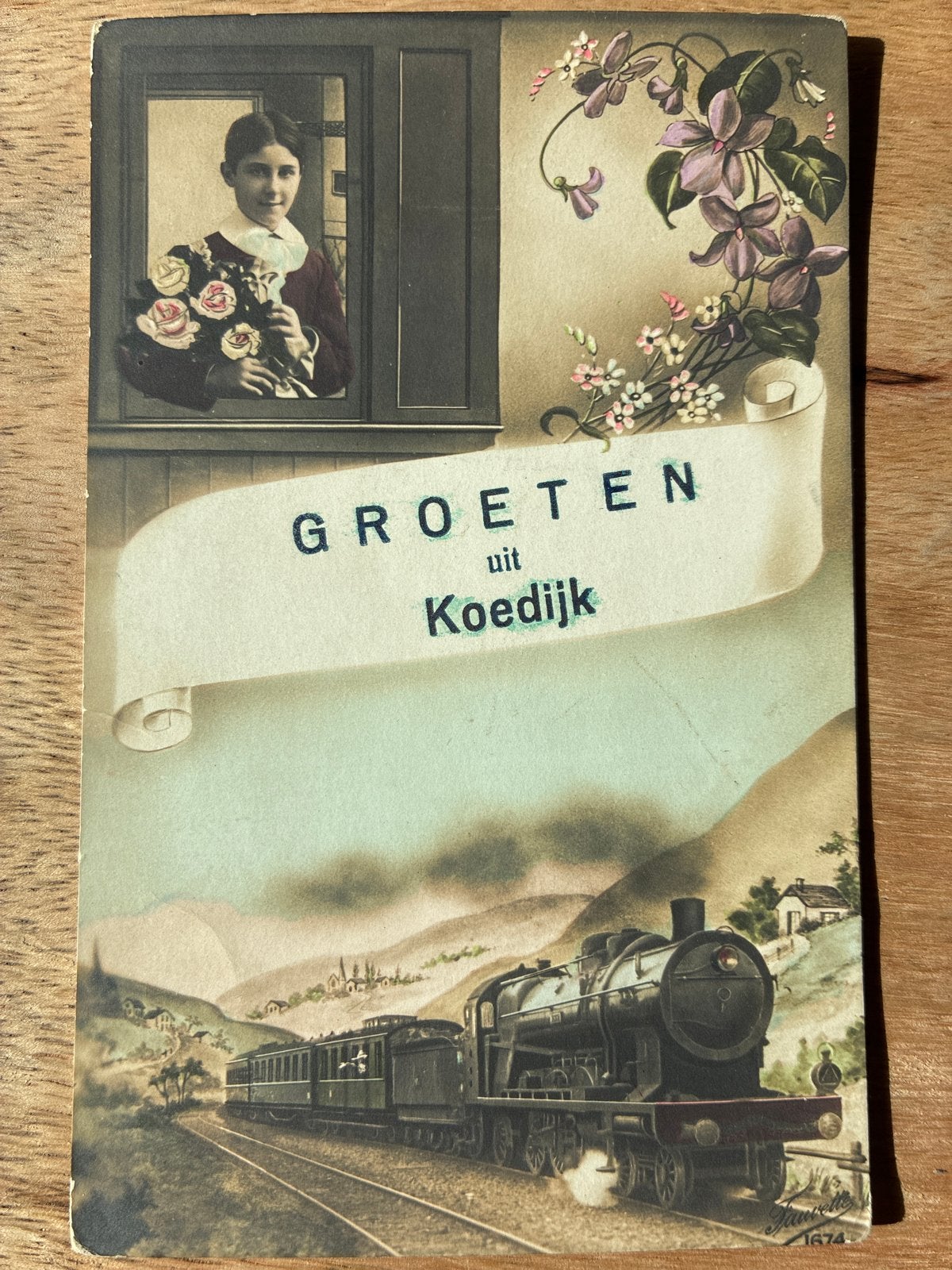 Oude ansichtkaart Groeten uit Koedijk 1915 Burgerbrug, Ophalen of Verzenden, Voor 1920, Gelopen, Noord-Holland