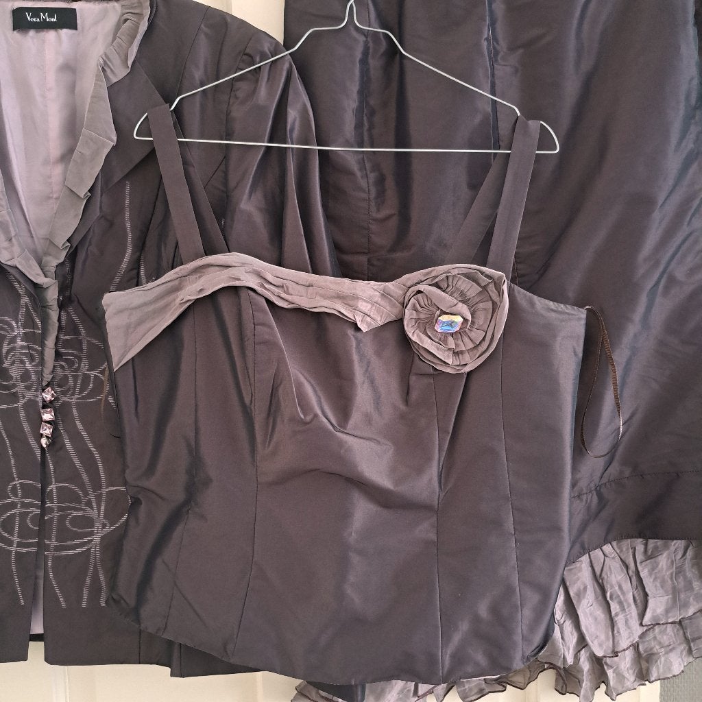 Vera Mont 3-delig set blazer, top & rok (maat 44) art 50497, Kostuum of Pak, Vera Mont, ., Paars