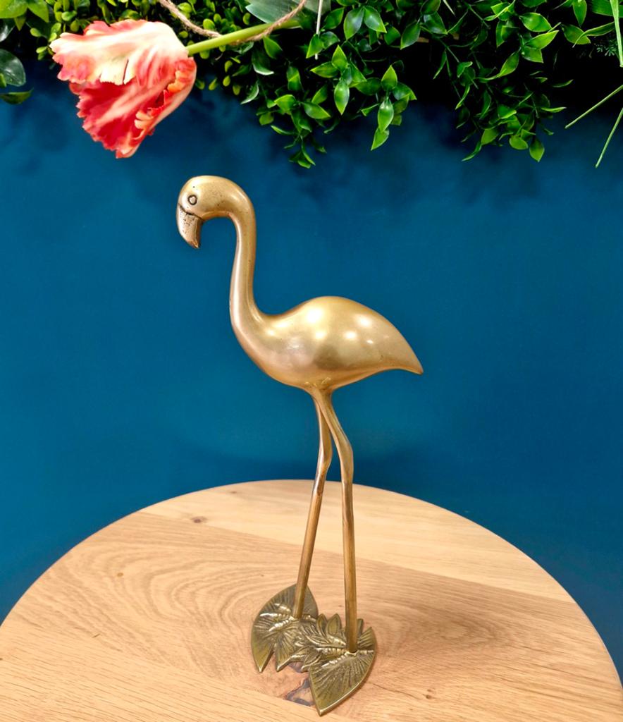 Vintage messing flamingo beeldje, decoratief, Antiek en Kunst, Ophalen of Verzenden