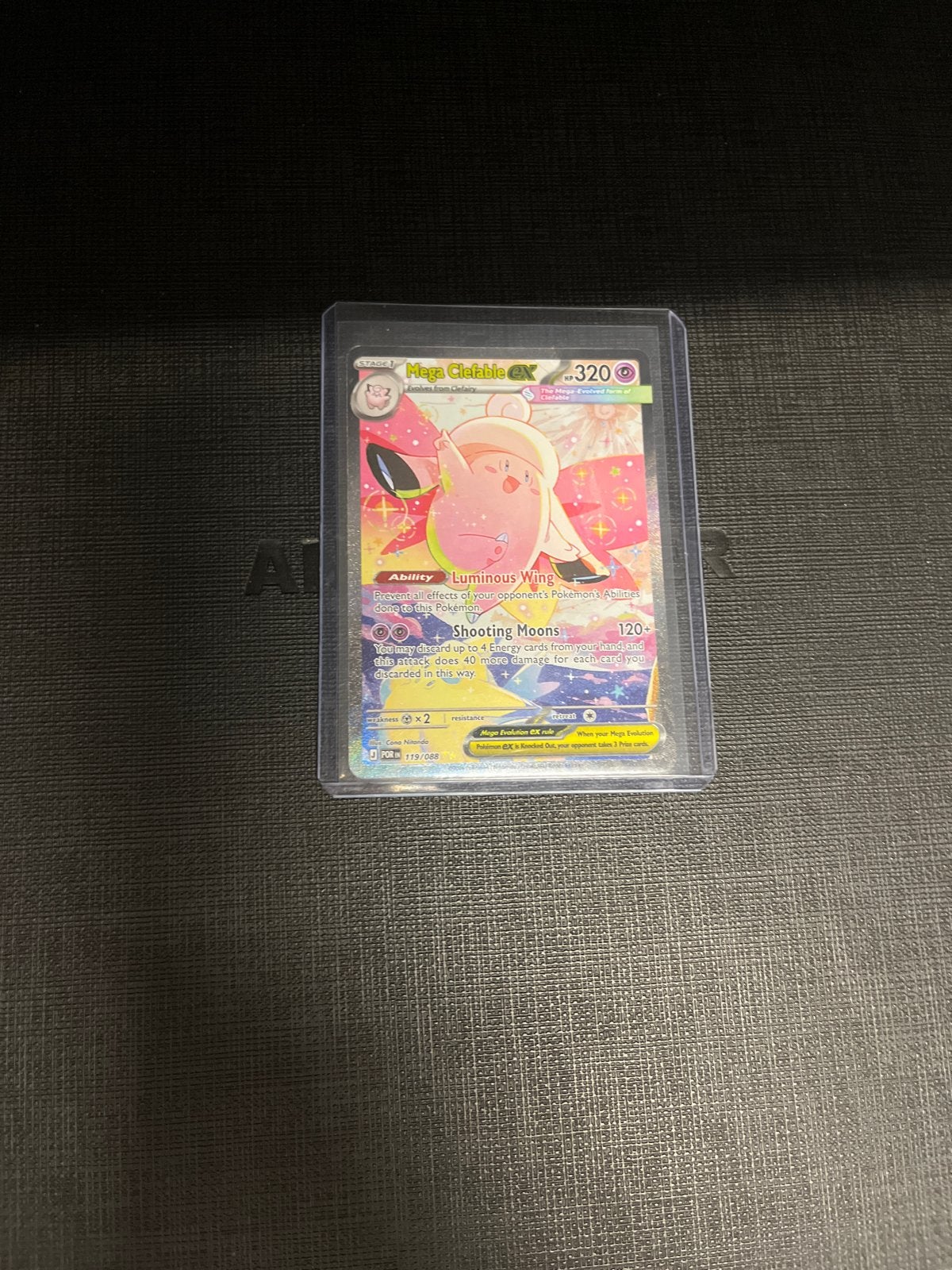Mega Clefable EX Pokémon Kaart - Zeldzaam en in Topstaat, Ophalen of Verzenden, Zo goed als nieuw, Losse kaart, Foil